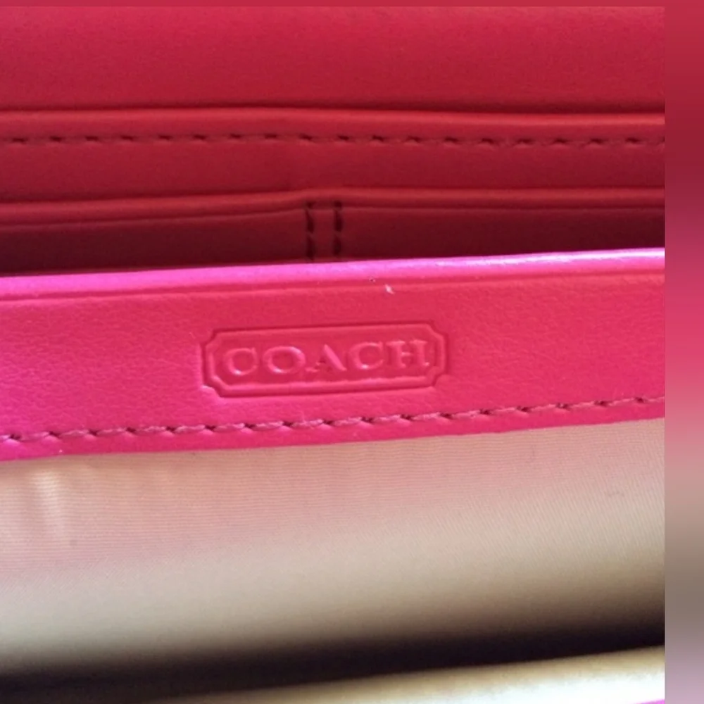 Coach Pink Ivory Polka Dot Long Accordion Wallet